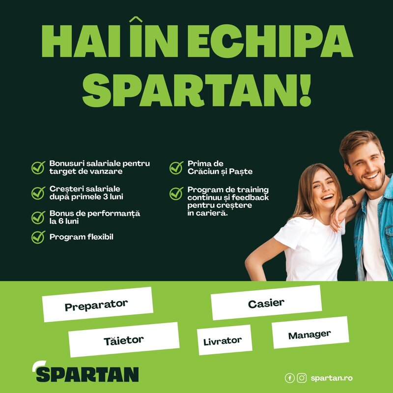 Spartan Cosmopolis angajam manager, casier, supraveghetoare loc de joaca